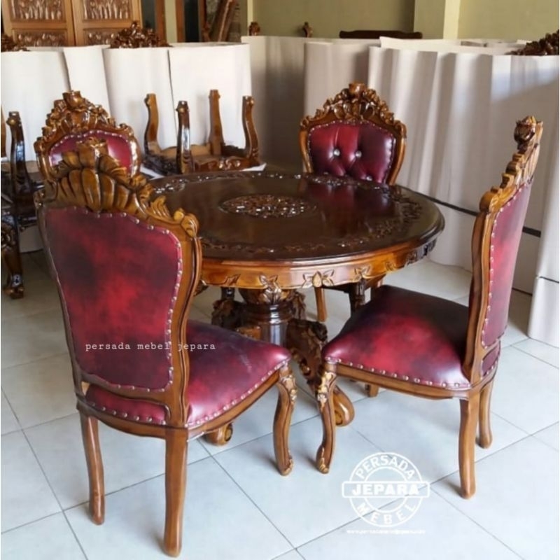 Kursi makan ganesha / Kursi makan jati / Kursi makan ukir jati jepara / Meja makan jati / Meja makan