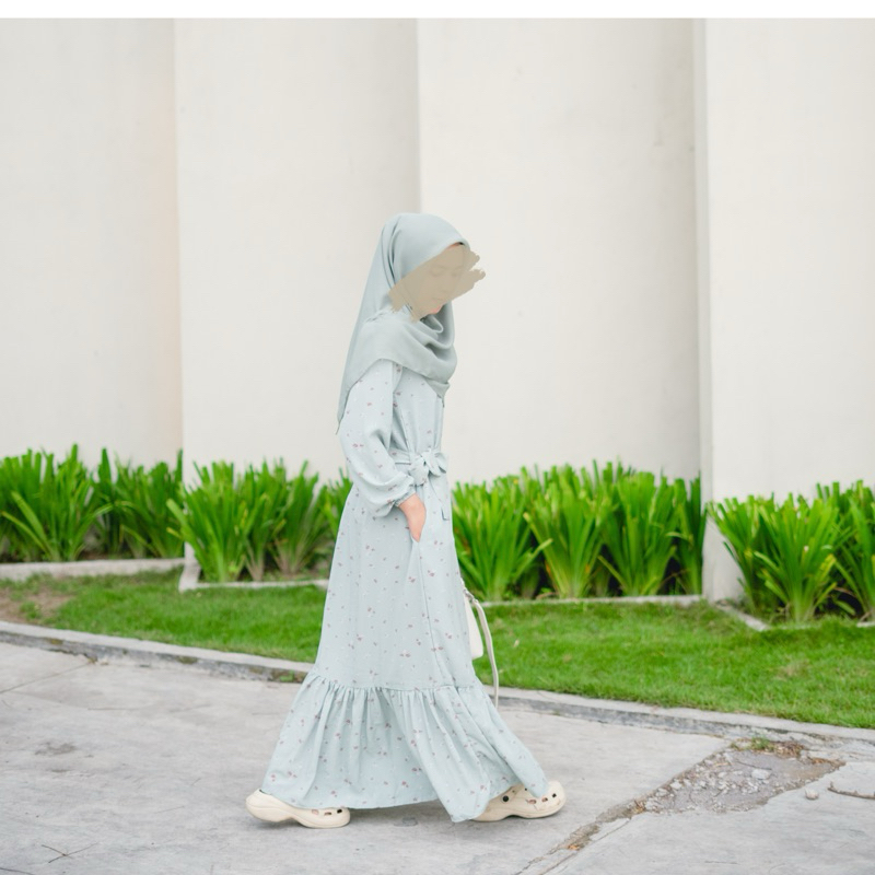 ALEYSHA DRESS GAMIS MOTIF SAGE GREEN