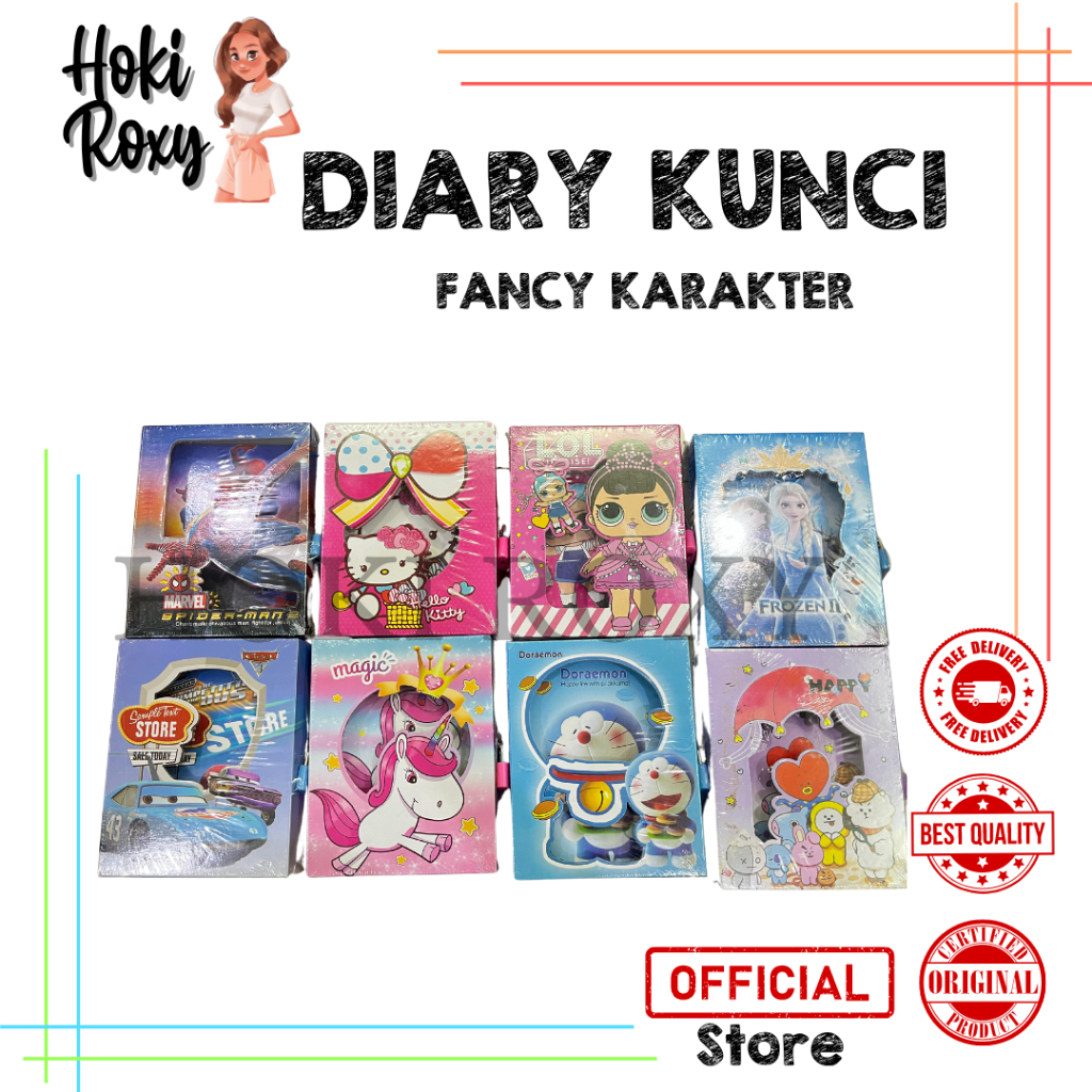 

DIARY BOOK Kunci Gembok Fancy Karakter Cewek Cowok /Buku diary kunci dengan gembok Karakter