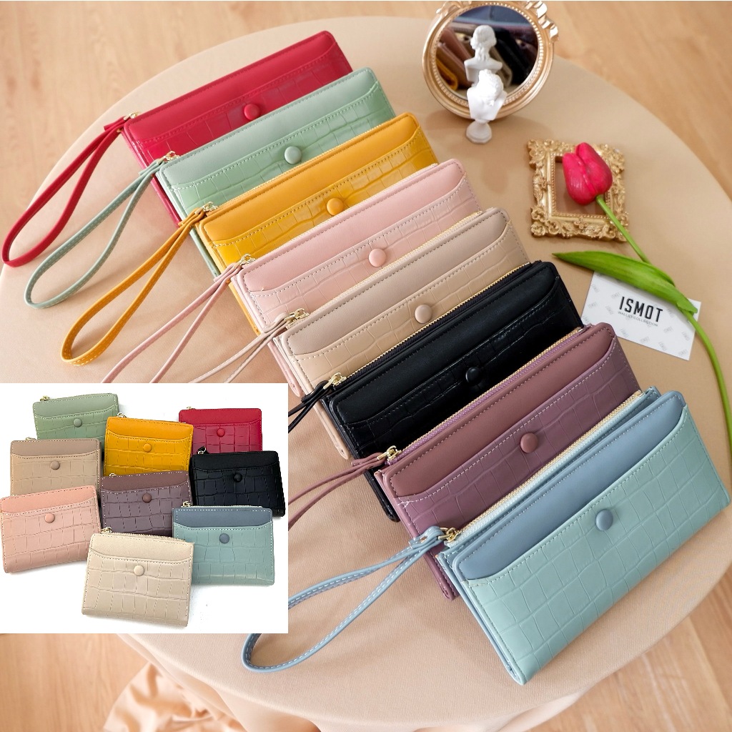 ISMOT Markle - Dompet Wanita Fashion Import - Wallet Croco Premium Panjang Pendek Lipat Kancing