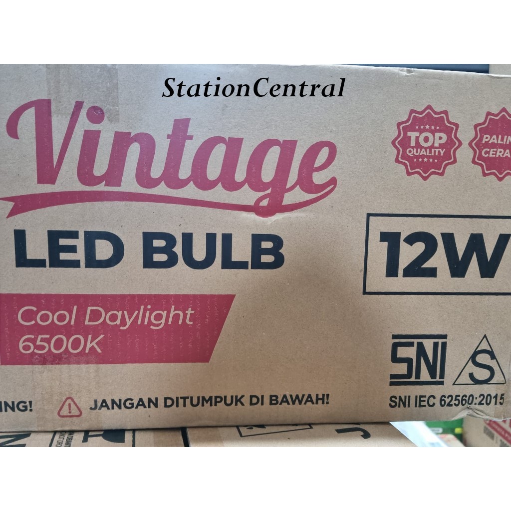 VISERO VINTAGE 12W / 12 Watt ( 1 DUS / 1 KOLI Isi 100 pcs ) Lampu Bohlam Led Bulb E27 Putih