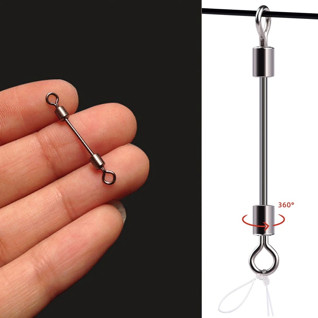 Long Swivel Black Cooper Kili-kili Pancing Panjang Anti Gigi Tajam