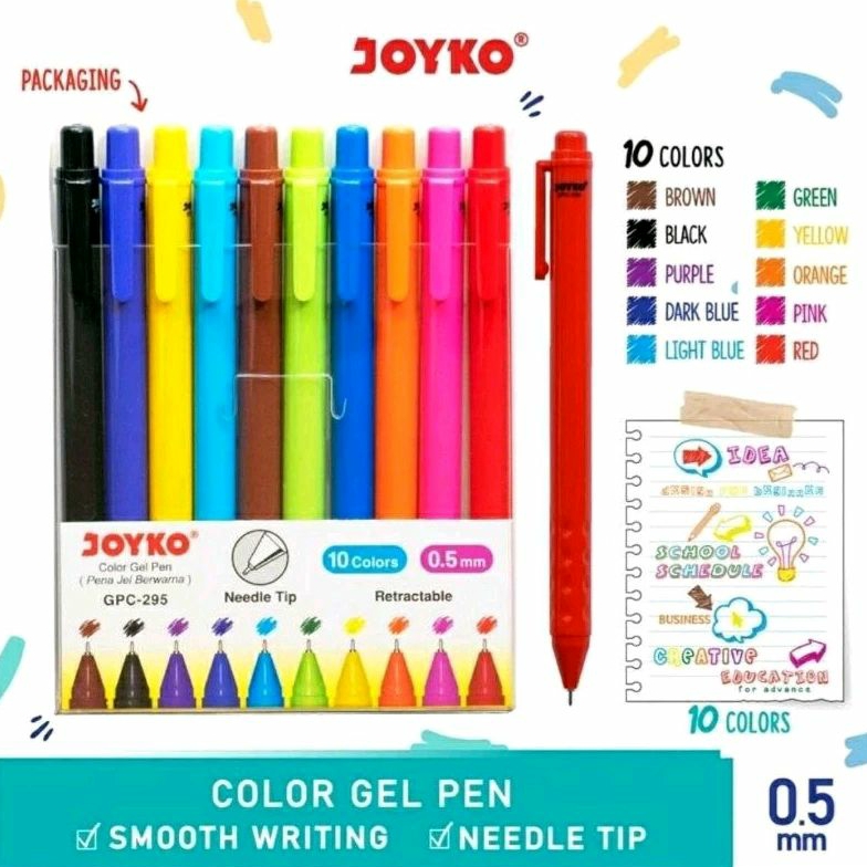 

Pulpen Gel Joyko GPC-295 10 Warna 0,5mm (1 set 10 Warna)