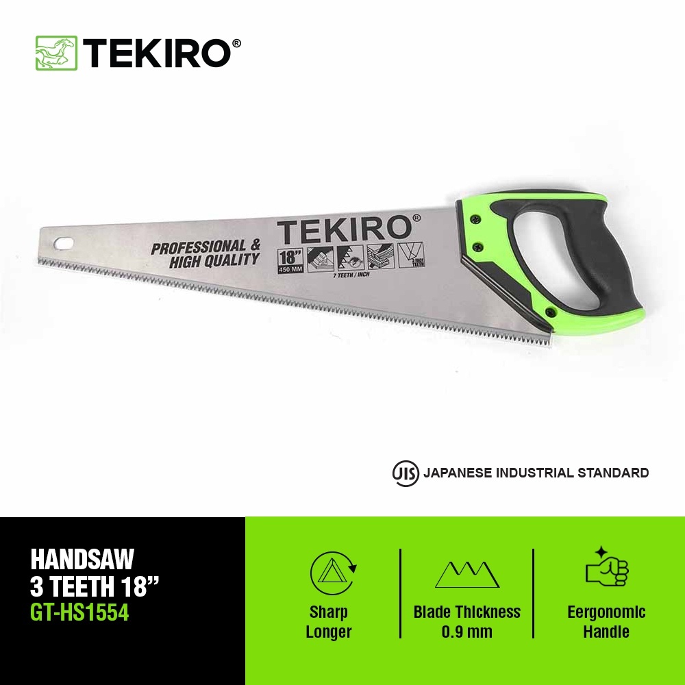 GERGAJI TANGAN / GERGAJI KAYU / GAGANG TPR 18 INCH 3 MATA / GERGAJI KAYU GAGANG PLASTIK TEKIRO