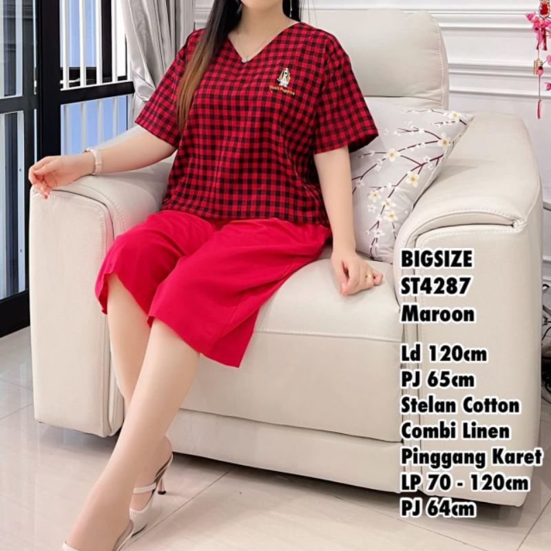 setelan bahan katun linen jumbo