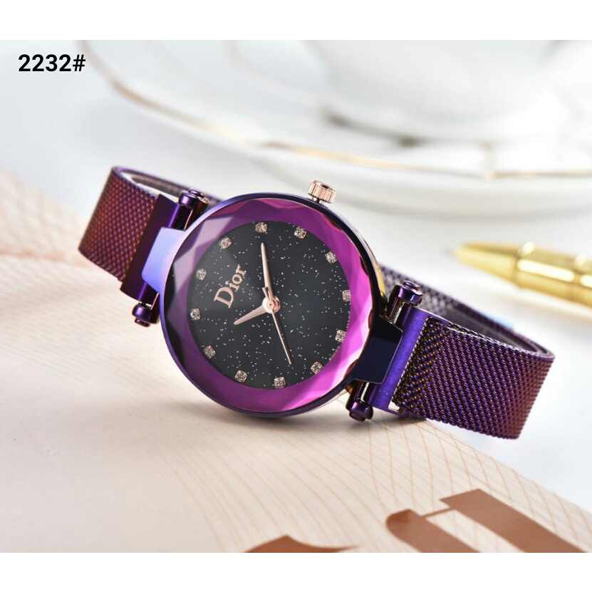 Jam Tangan Dior Austria Crystal Round Tali Rantai 2232 RTY 94 jam tangan batam impor original tali a