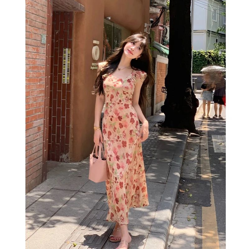 dress pantai motif bunga import fashion korea premium big size - dress korea motif bunga cantik fash