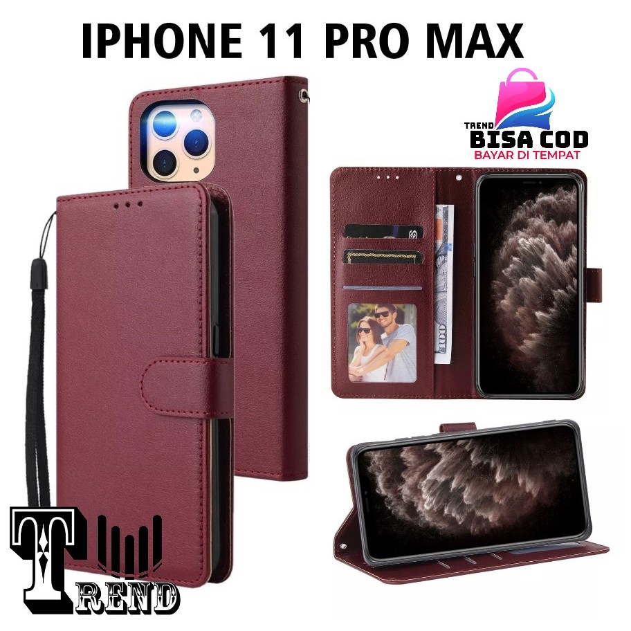 LEATHER CASE FLIP IPHONE 11 PRO MAX - FLIP CASE KULIT UNTUK IHONE 11 PRO MAX