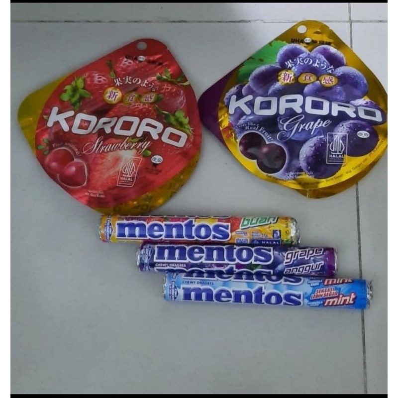 

MINIM ORDER 2PC Kororo 40gr Mentos 37gr Fruit Candy Permen Buah