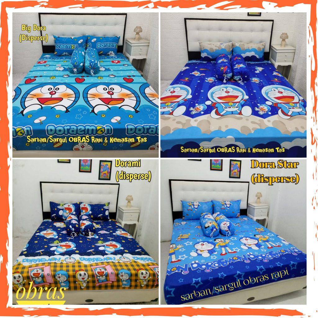 Sprei Doraemon Biru | Sprei Doraemon Blue | Sprei Anak Motif Doraemon ukuran 160x200 180x200 200x200