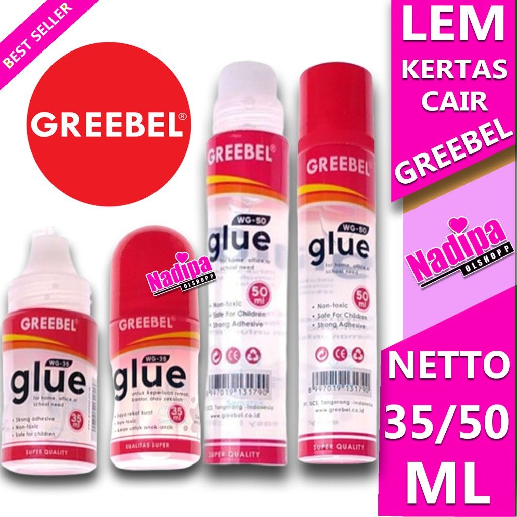 

GREEBEL LEM CAIR kertas GLUE 35/50 ml NADIPA OLSHOPP