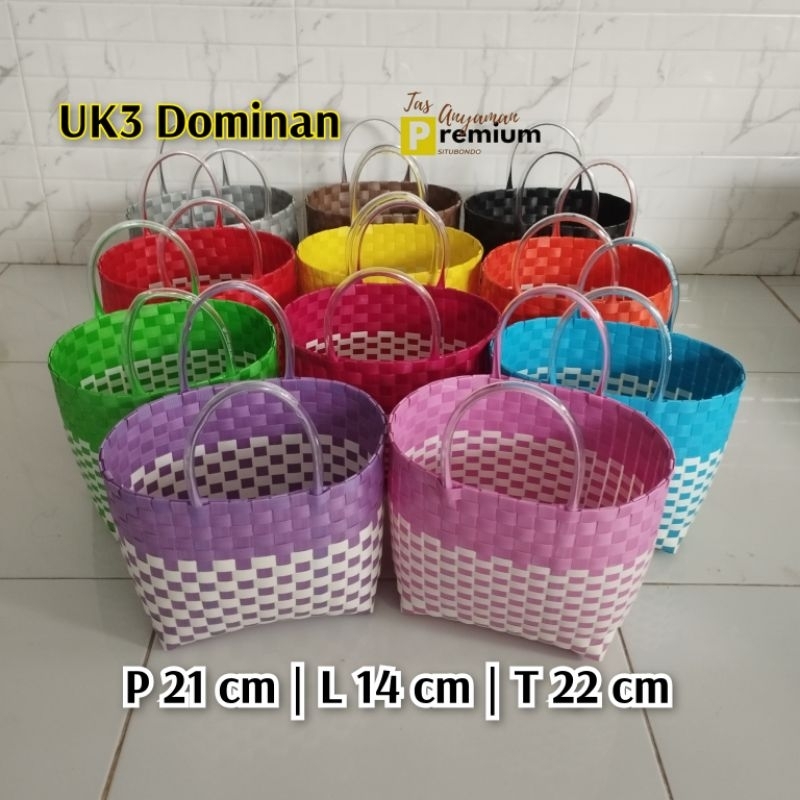 (UK3 Dominan) 21x14x22 cm Tas asul-asul/Tas berkat/Tas Pasar/Tas Souvenir/Tas Hajatan/Tas Anyaman Pr