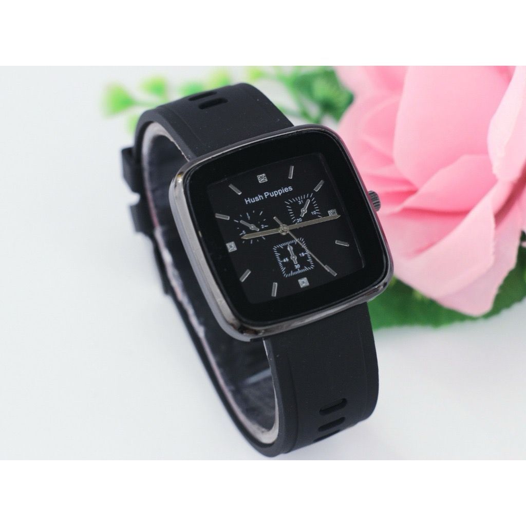 TERMURAH ( BISA COD ) ORIGINAL JAM TANGAN WANITA HUSH PUPPIES TALI KARET INCLUDE BOX STRAP RUBBER
