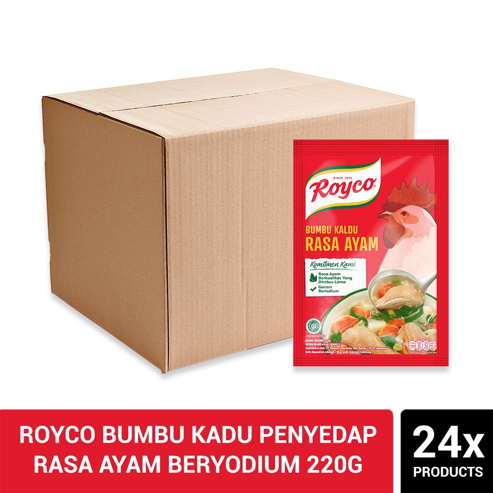 

GROSIR Royco Bumbu Kadu Penyedap Rasa Ayam Beryodium 22g Isi 24