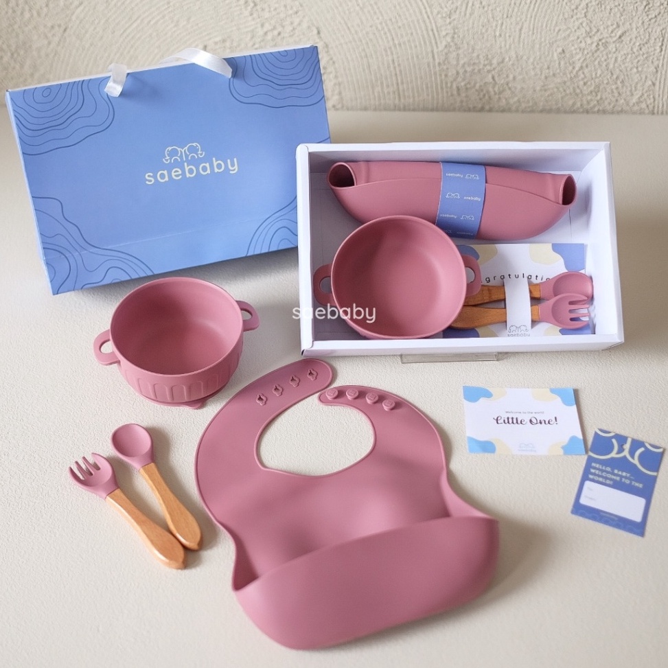 Recomended SAE LILLA SET Baby Feeding Silicone Set Hampers Bayi Peralatan Makan Bayi Hampers Lahiran