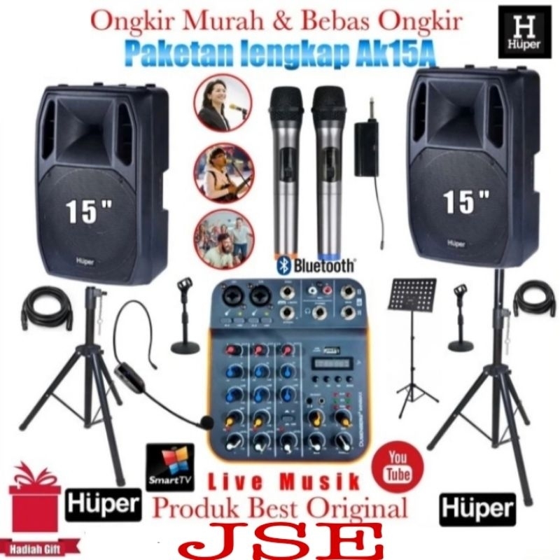 Paket Sound system 15 inch Huper Ak15A Original Live Musik vokal Hall
