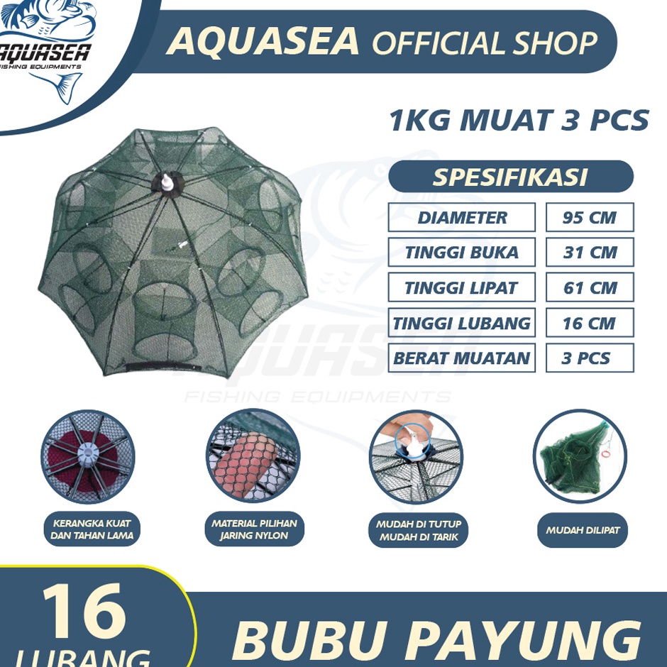 Dapatkan Hari Ini  AQUASEA  Payung Bubu Jaring Jebakan Perangkap Udang ikan Kepiting Model Payung 16