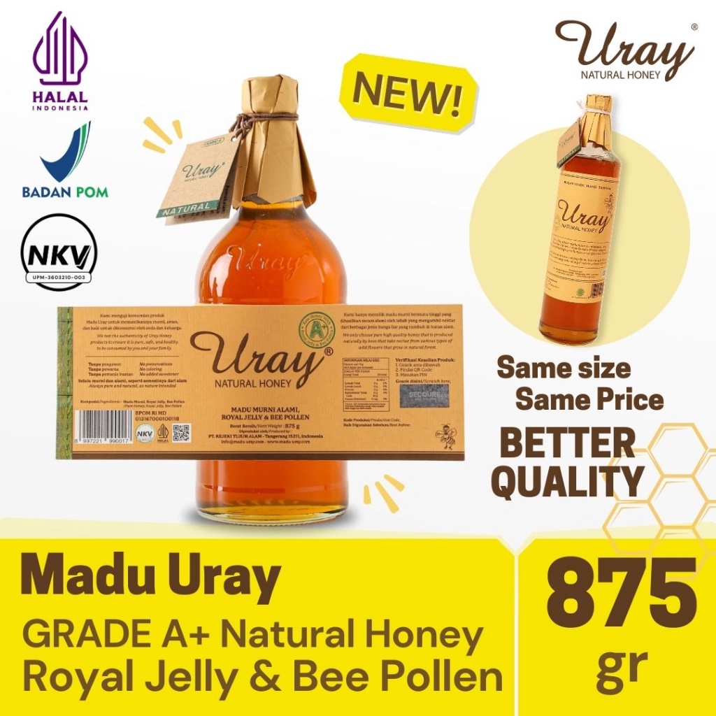 

1212 SALE Madu Uray Natural Honey 875gr Grade A with Royal Jelly and Bee Pollen grosir