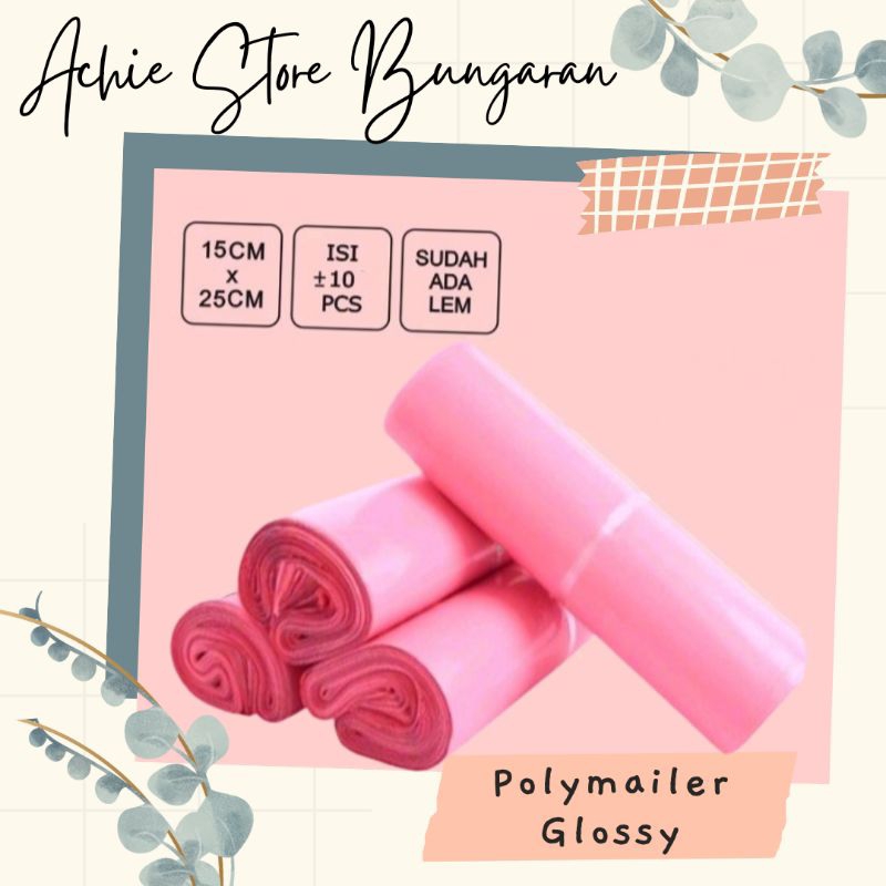 

10 pcs ~ Polymail 15x25cm PINK / Plastik Packing / Polymailer Pink PREMIUM GLOSSY / Plastik Packing Olshop