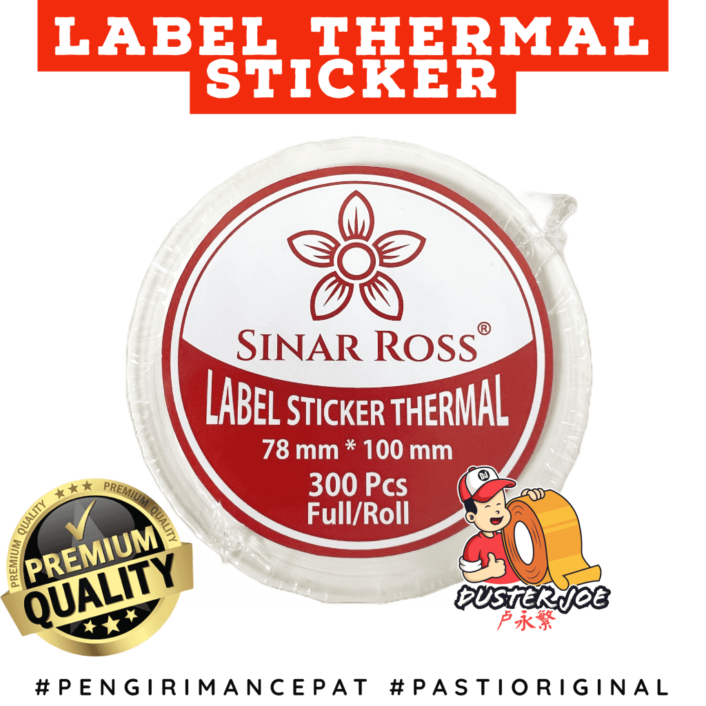 

Label Kertas Thermal 78x100 Barcode Sinar Ross isi 300 PER 1 ROL