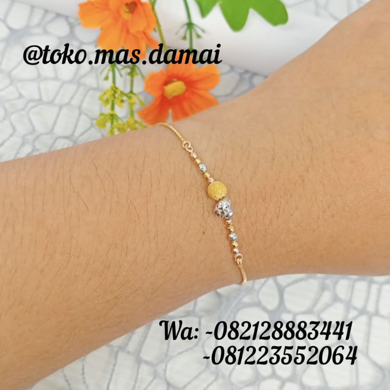 gelang emas Rante serut model bola+love kombinasi 6k ||-+1.94gram