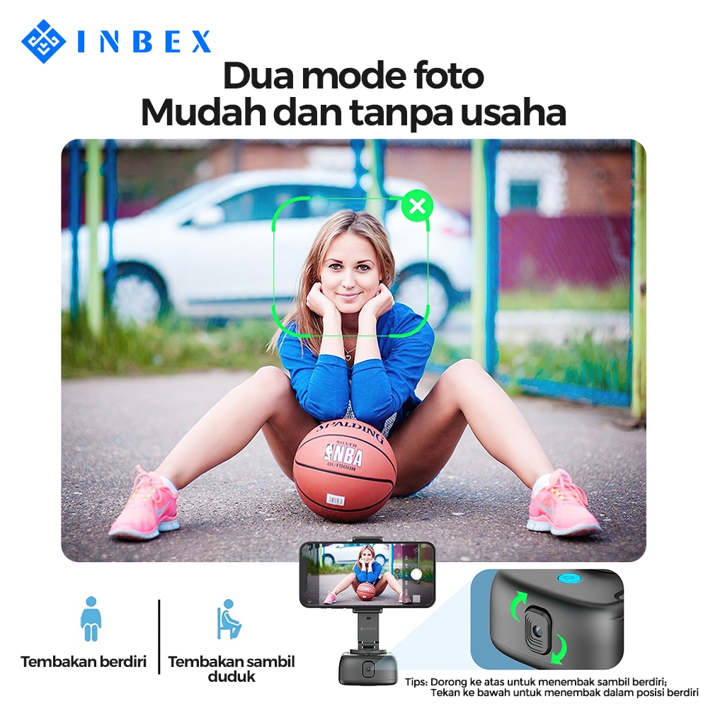 INBEX IG1 Gimbal Face Tracking Auto 360° Dengan Fungsi Powerbank  Kontrol Gerakan Handphone Gimbal-3