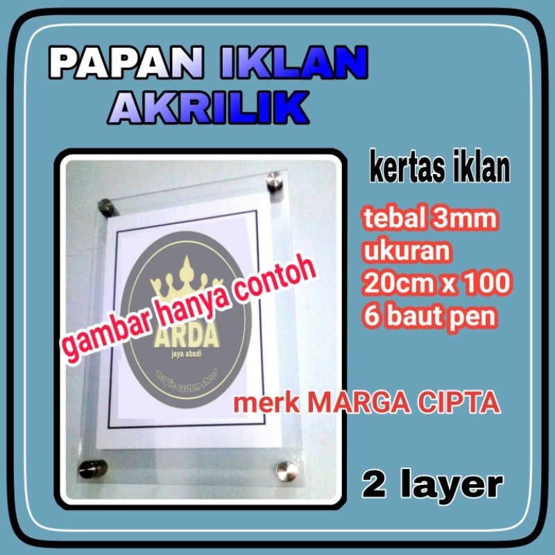 

akrilik papan iklan 3mm 20 x 100