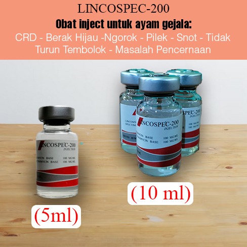 Lincospec - 200  (repack) obat inject ayam flu snot Crd ngorok 5 & 10ml