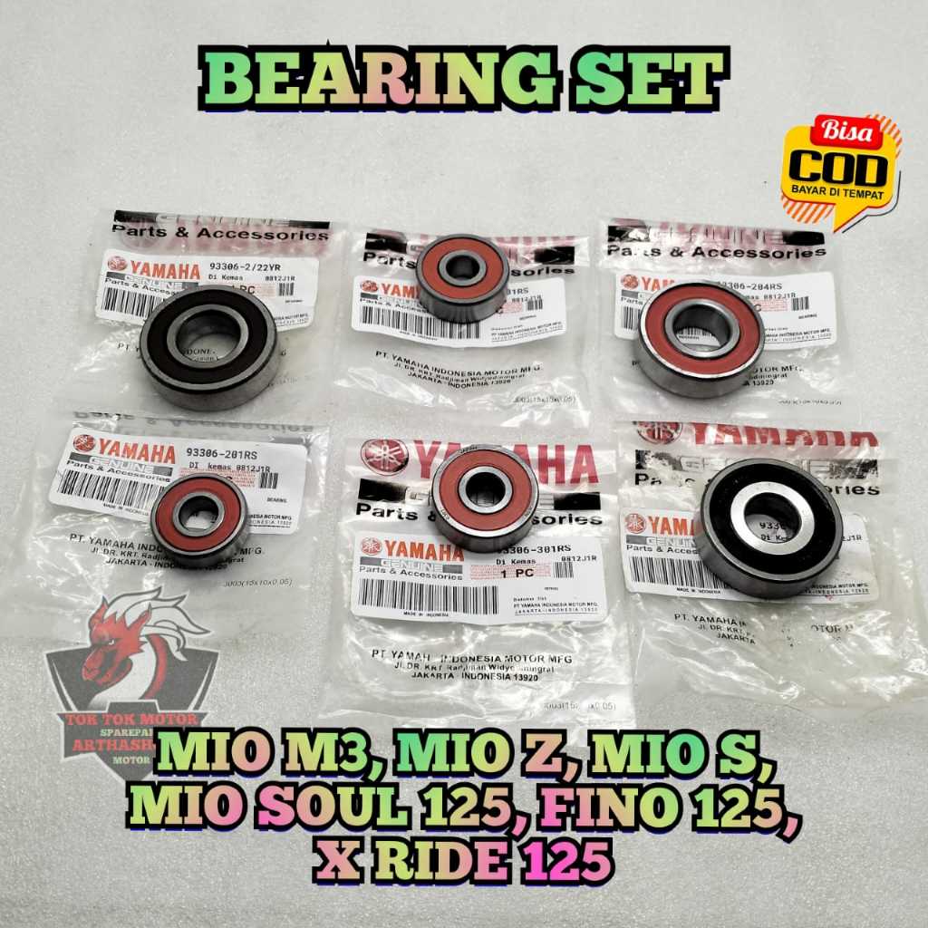 PAKET BEARING Rasio 2ph set 6 pcs UNTUK MOTOR MIO M3 , MIO Z , MIO S , MIO SOUL Gt 125 , FINO Fi Inj