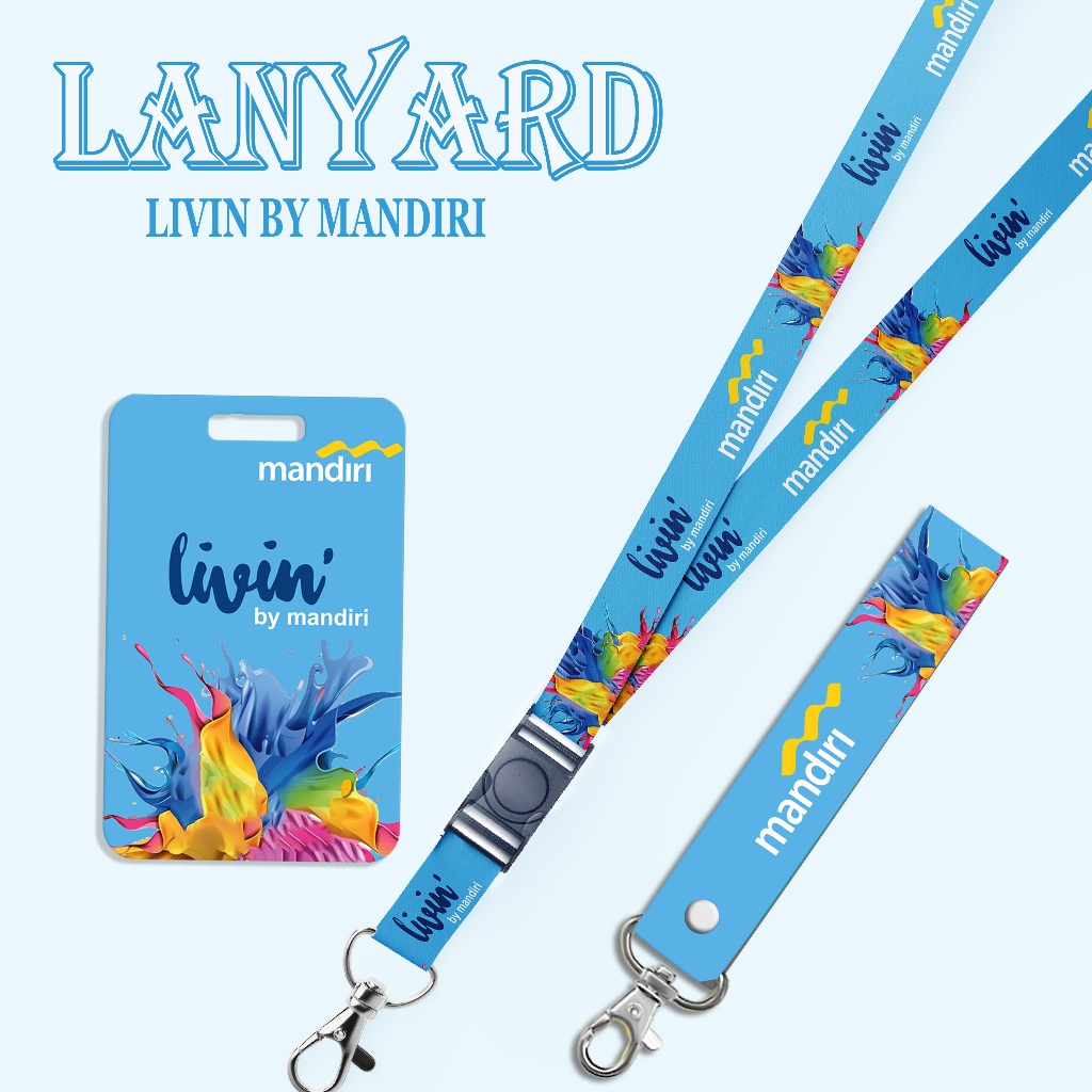 STRAP LANYARD CARD HOLDER Livin By Mandiri Gantungan Kunci, Handphone, ID Card