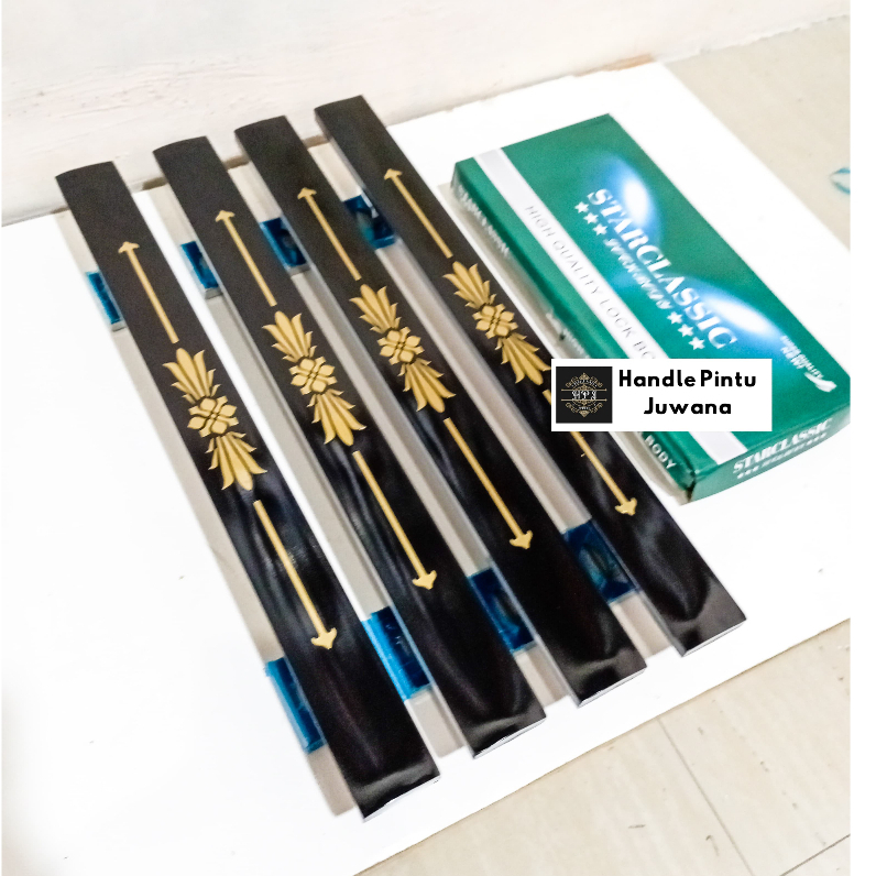 Paket 4 Gagang + Kunci Handle Pintu Rumah Minimalis Motif Bunga Teratai 45 Cm 60 Cm Gagang Pintu Dua