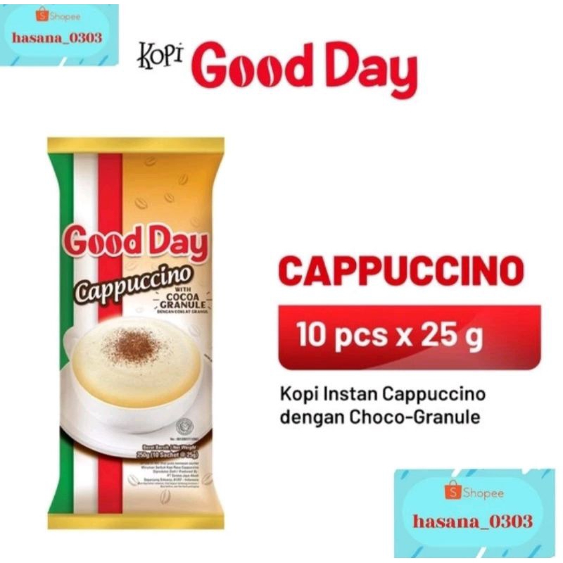 

GOODDAY CAPPUCCINO KEMASAN POUCH ISI 10 SACHET + GRANUL