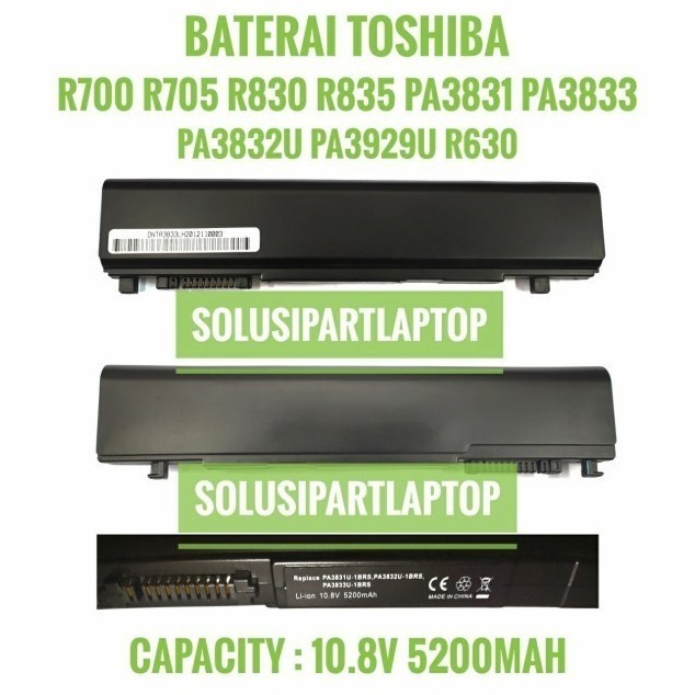 Baterai Laptop Toshiba Dynabook R731 R732 R741 PA3832 PA3929 - Black