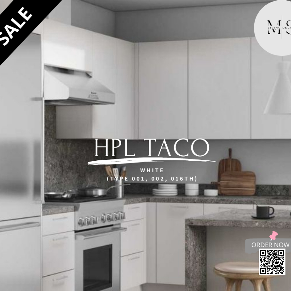 HPL Taco Solid White I Taco HPL Putih type AA Pelapis Furniture