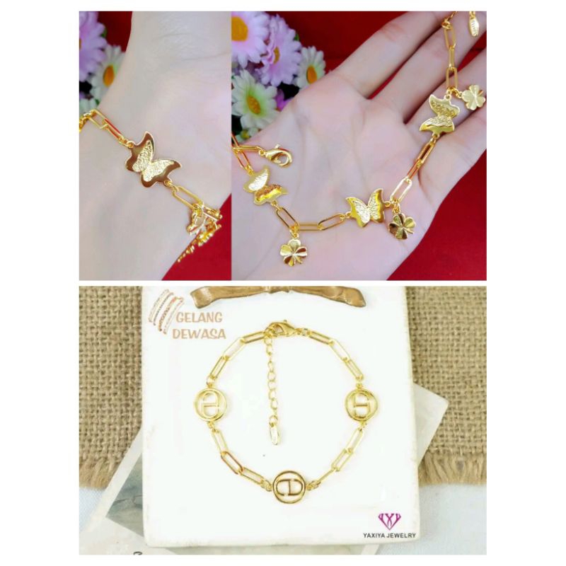 gelang paperclip kupu dan CD lapis emas yaxiya