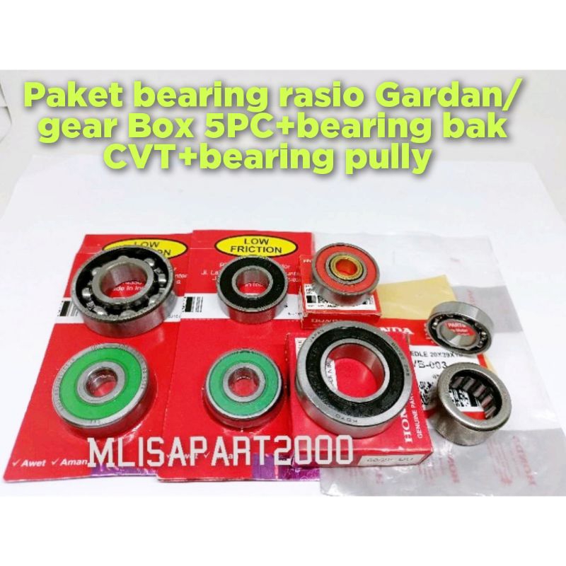 Bearing Rasio 5PCS + Bearing pully KVB + Bearing bak CVT KVB  Paket 7aitrm Beat karbu Scoopy karbu S