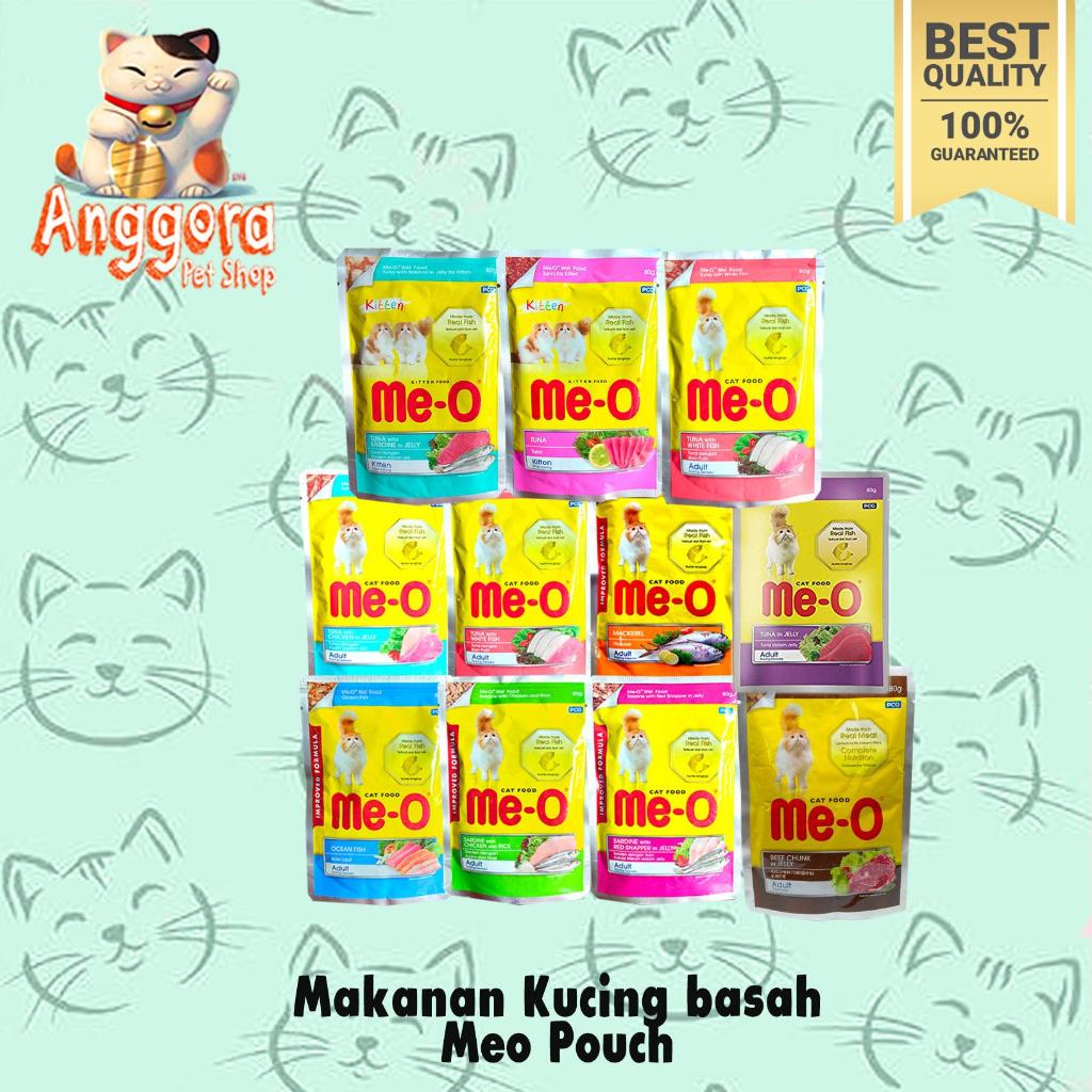 Makanan Kucing Basah MEO Pouch 1 BOX isi 12 PCS Adult & Kitten