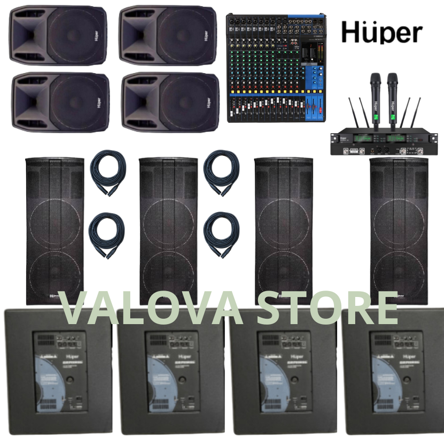 Paket 13 soundsystem outdoor HUPER + Mixer Original YAMAHA MG16XU