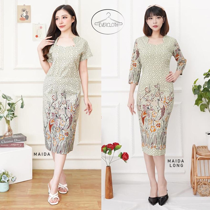 Evercloth Maida Dress Wanita Batik Couple Modern Dress Batik Modern Gaun Pesta Dress Batik Wanita Mo