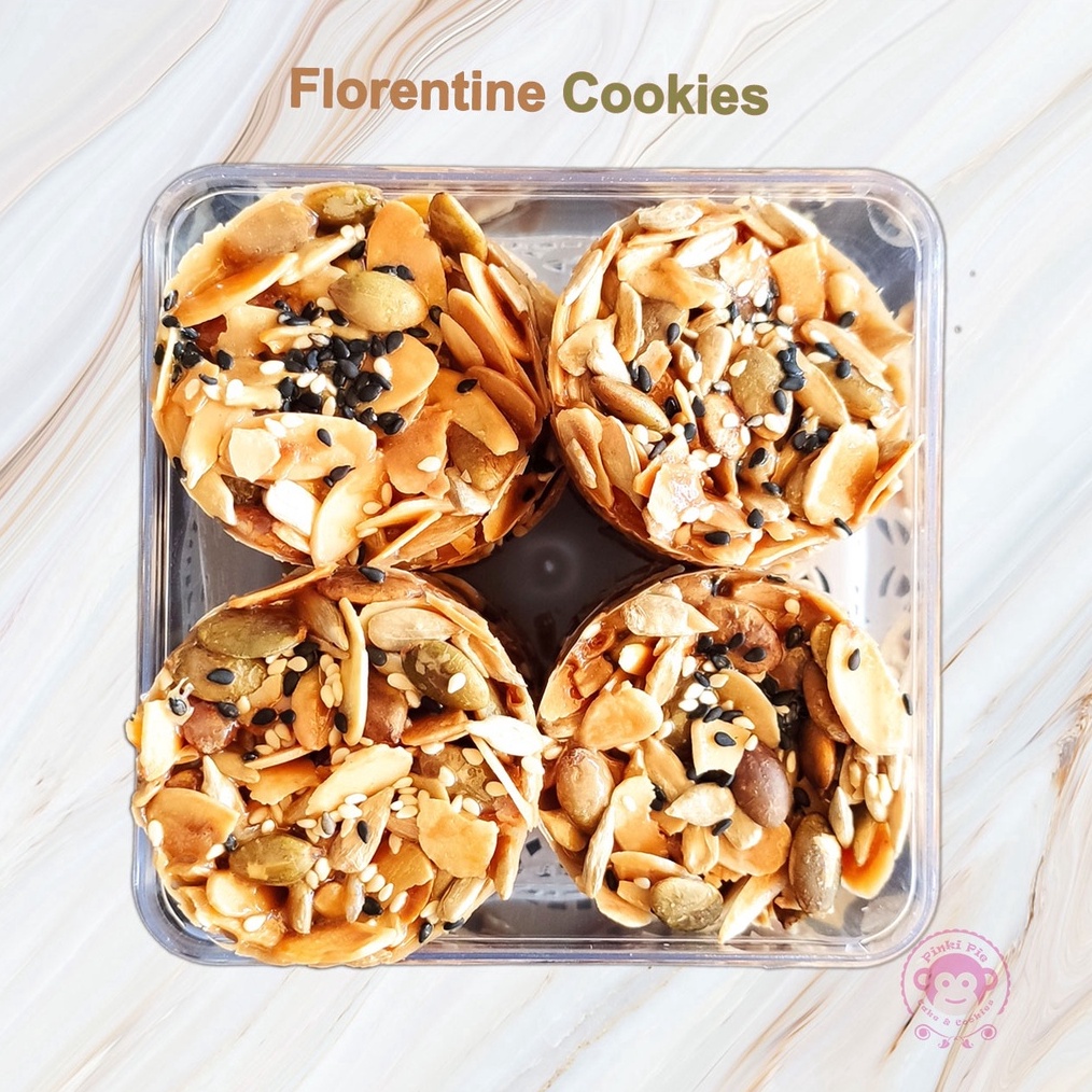 

COD Florentine Cookies Crispy Mixed Nuts Florenta Kue Kering Premium Toples 3 gr