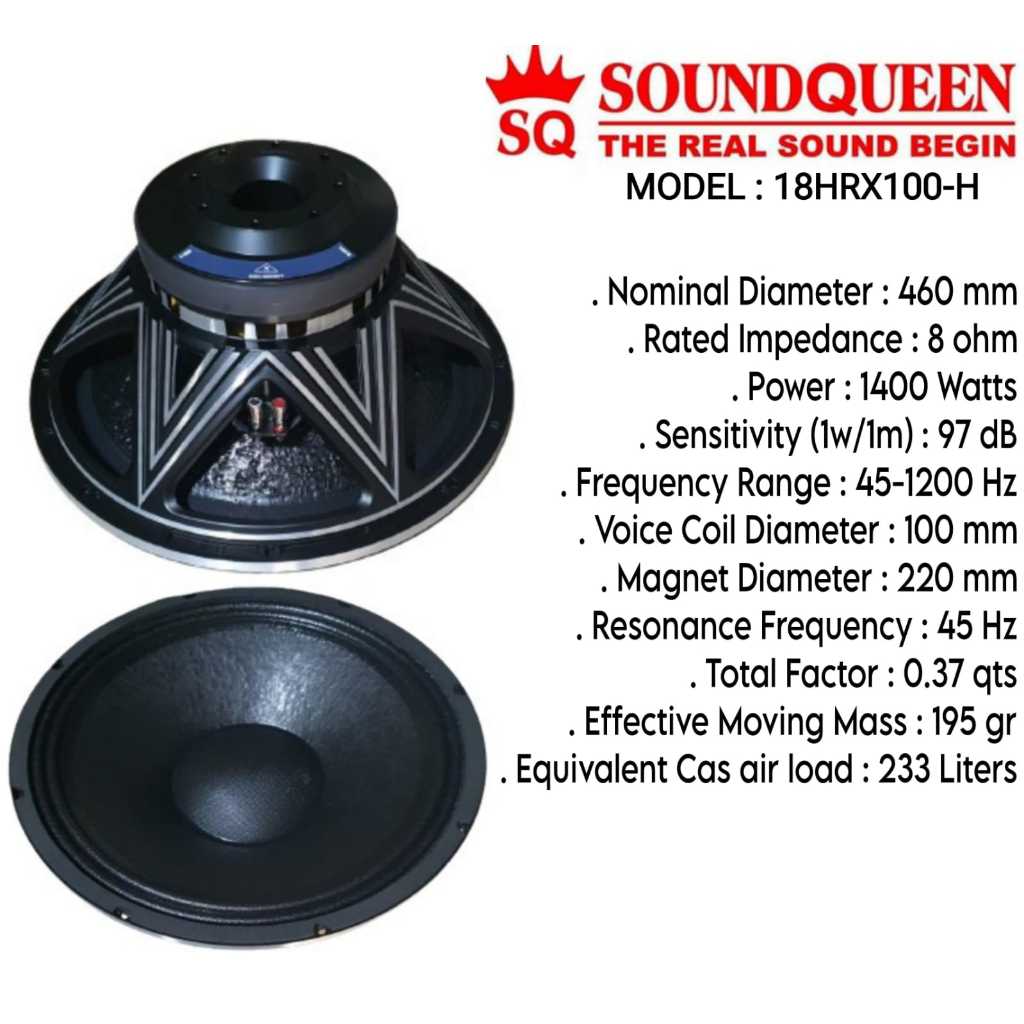 Speaker Soundqueen 18 Inch 18HRX100-H Original Professional Audio