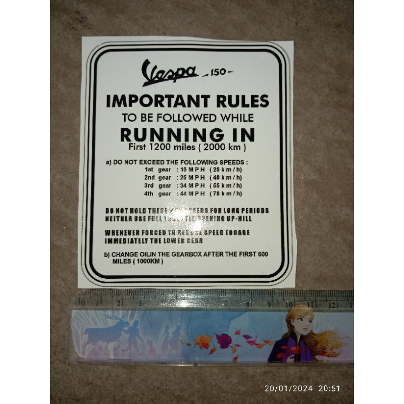 stiker running vespa super ps px strada bagus