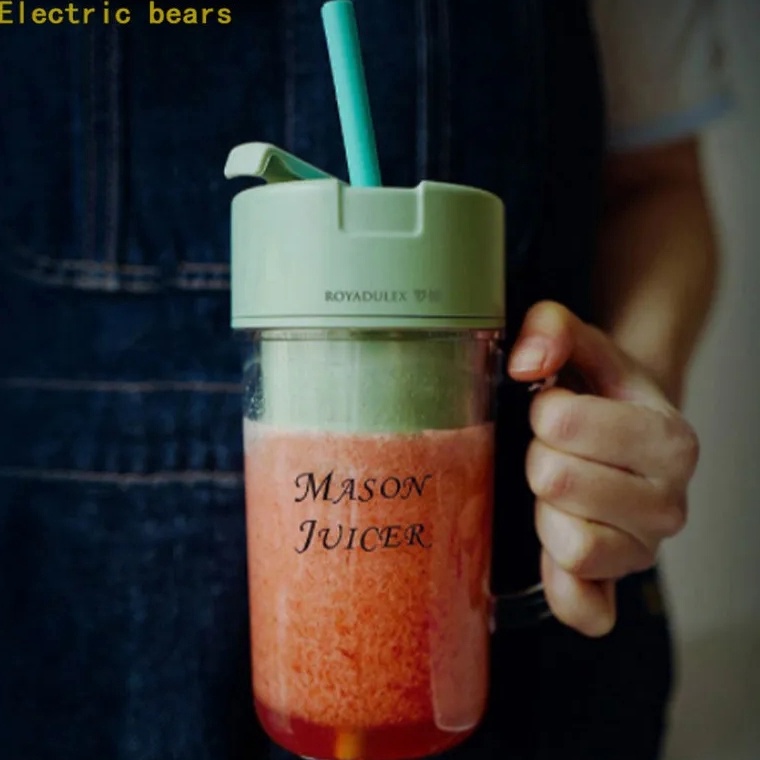 Ajt Mason Juicer Blender Glass Portabel 33ml Blender Unik Juicer Mini Charger
