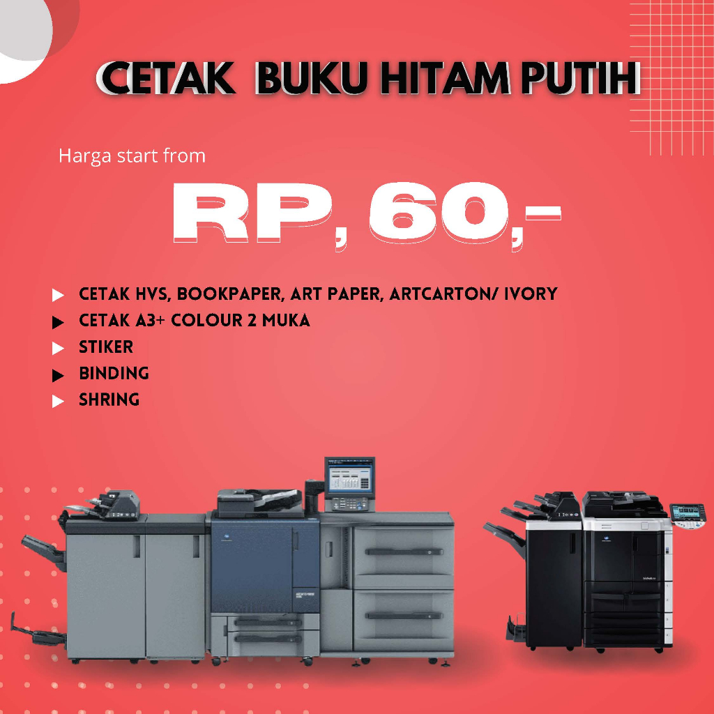 

Print Cetak Buku Hitam Putih Kertas HVS & Bookpaper Berkualitas