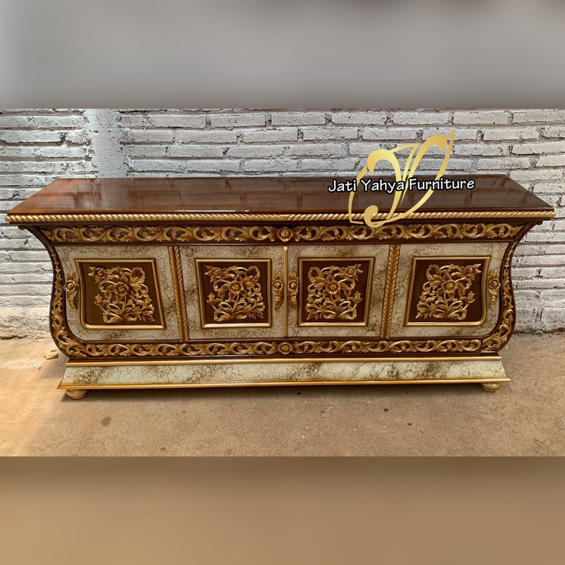 Buffet tv meja tv jati Biola Grade A Jati Tua