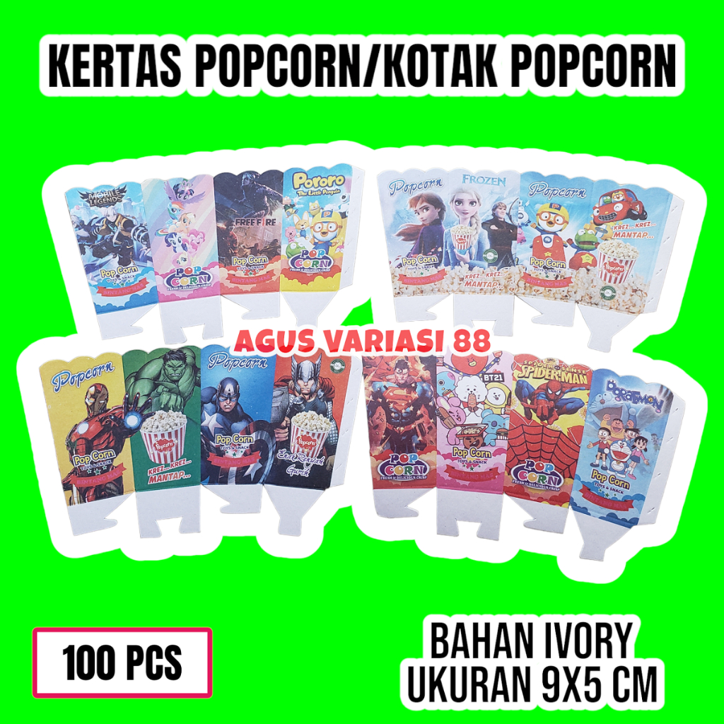 

kertas popcorn mini 9x5 cm bahan ivory putih / kotak popcorn / terlaris / termurah ukuran 9x5 cm