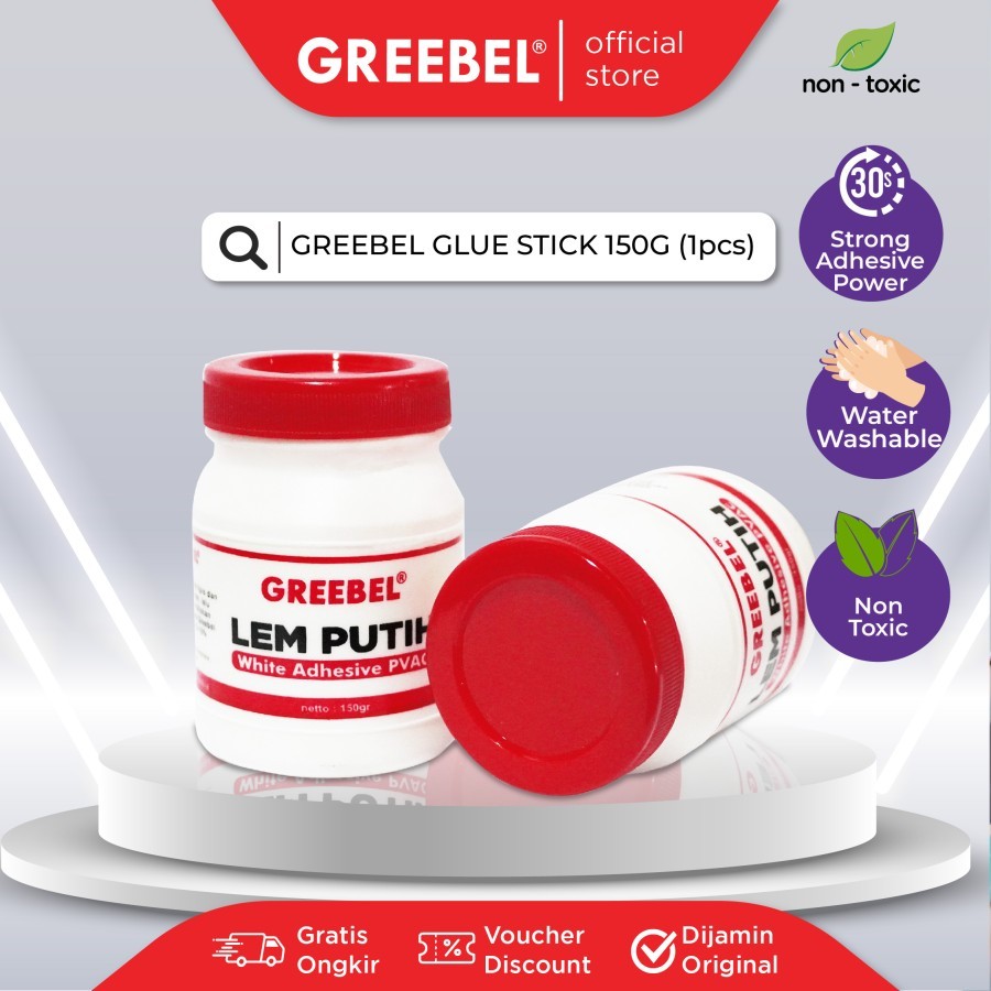 

GREEBEL White Glue 150 Gram (1 PCS) / Lem Putih Greebel / Lem Kertas / Lem Stik Kayu