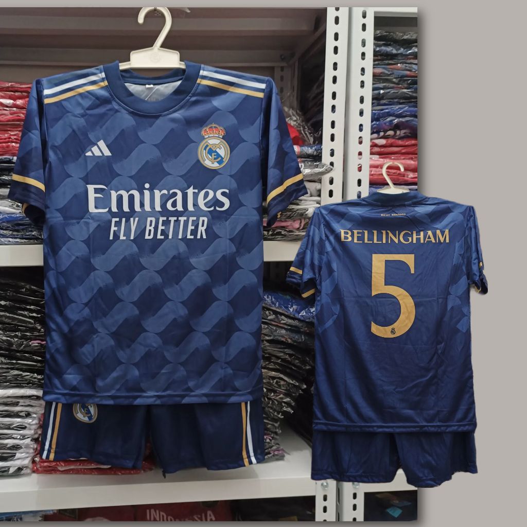 SETELAN BAJU REAL MADRID PUTIH KW SUPER BAJUBOLA  MADRID PRINTING ANAK USIA 5-12THN