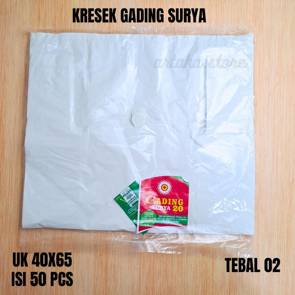 [Isi 50] Kresek Gading Surya Ukuran 40X65 Tebal 02 Warna Putih