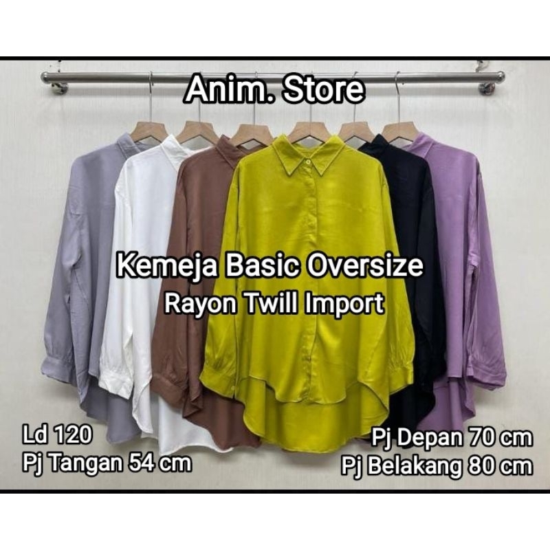 Kemeja Wanita Oversize Basic Rayon Twill Import Ld 120